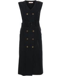 Twin Set - Double-breasted Cotton Midi Dress - Lyst