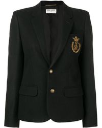 Saint Laurent Blazer à logo brodé - Noir