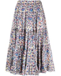 Isabel Marant - Elfa Floral-print Organic-cotton Midi Skirt - Lyst