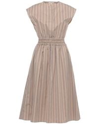 Antonelli - Striped Smocked-Waist Midi Dress - Lyst