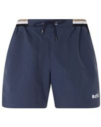 BOSS - Logo-Print Drawstring Swim Shorts - Lyst