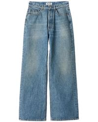 Miu Miu - Jean Évasé À Logo Brodé - Lyst