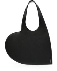 Coperni - 'heart' Mini Black Tote Bag With Logo Print In Leather Woman - Lyst