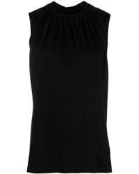 MM6 by Maison Martin Margiela - Gathered-neck Cotton Tank Top - Lyst