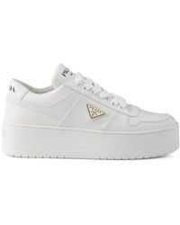 Prada - Downtown Bold Leather Sneakers - Lyst