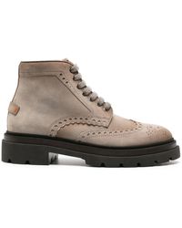 Santoni - Suede Brogue Boots - Lyst