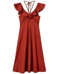 Twinset - Poplin Midi Dress With Ruffles - Lyst