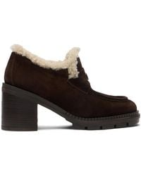 Casadei - Concept Shearling-Trim Suede Pumps - Lyst