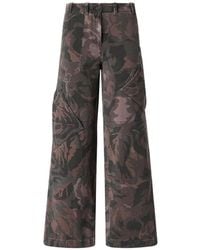 Pinko - Camouflage-Print Wide-Leg Cargo Pants - Lyst