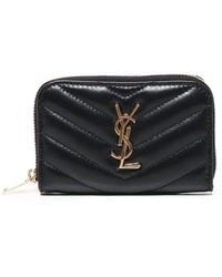 Saint Laurent - Cassandre-Plaque Wallet - Lyst