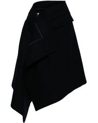 Sacai - Asymmetric Wool Midi Skirt - Lyst