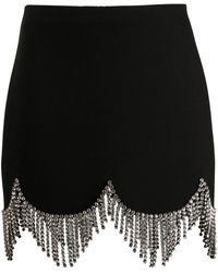 Area - Black Crystal-embellished Scallop-edge Skirt - Lyst