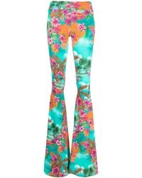 Roberto Cavalli - Ausgestellte Hose Mit Blumen-Print - Lyst
