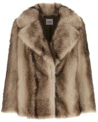 Nude - Faux Fur Wide-Lapel Coat - Lyst