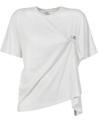 MM6 by Maison Margiela - Logo-Patch Draped T-Shirt - Lyst