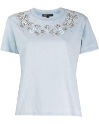 Maje - T-shirt en coton à ornements en cristal - Lyst