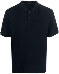Theory - Button-fastening Cotton-blend Polo Shirt - Lyst