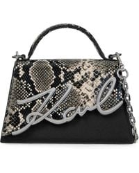 KARL LAGERFELD - Small K/Signature Cross Body Python Bag - Lyst