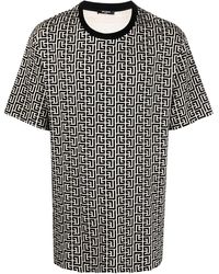 Balmain - Monogram-print Short-sleeved T-shirt - Lyst