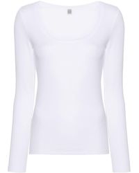 Totême - Scoop-neck Fine-ribbed T-shirt - Lyst