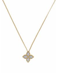 Roberto Coin - 18Kt Geelgouden Princess Flower Halsketting Met Diamanten Hanger - Lyst