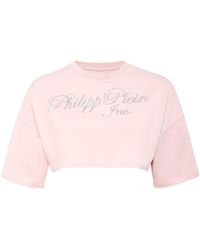 Philipp Plein - T-shirt crop à logo strassé - Lyst