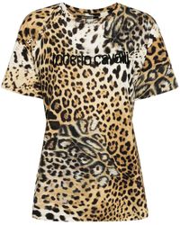 Roberto Cavalli - T-Shirt En Coton À Imprimé Léopard - Lyst