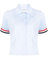 Thom Browne - Camisa con rayas RWB y manga farol - Lyst