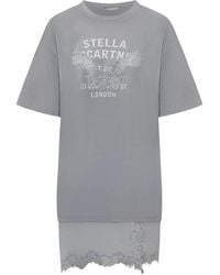 Stella McCartney - Lace-Embellished Cotton Mini Dress - Lyst