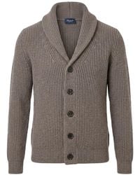 Drumohr - Ribbed-Knit Shawl-Collar Sweater - Lyst
