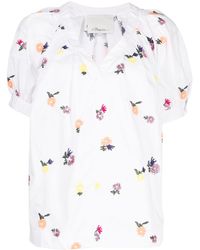 3.1 Phillip Lim - Floral-embroidery V-neck Blouse - Lyst