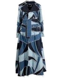 Philipp Plein - Denim-Patchwork Double-Breasted Coat - Lyst