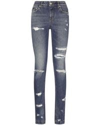 Dolce & Gabbana - Vaqueros Pitillo Girly Con Efecto Envejecido - Lyst