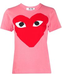 COMME DES GARÇONS PLAY - Heart Print Round Neck T-shirt - Lyst
