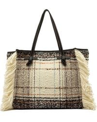 Gianni Chiarini - Plaid Fringed Tote Bag - Lyst