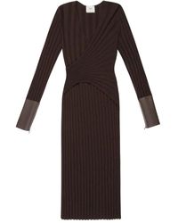 Bally - Ribbed Leather-Cuff Midi Dress - Lyst