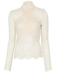 Rabanne - Top De Encaje Con Cuello Falso - Lyst