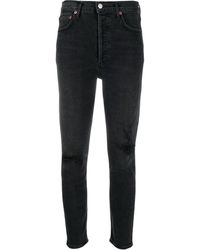 Agolde Taillenhohe Cropped-Jeans - Grau