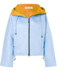 Marni Chaqueta biker con cremallera en contraste - Azul