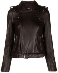 Maje - Zip-up Leather Biker Jacket - Lyst
