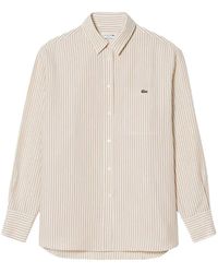 Lacoste - Striped Logo-Patch Shirt - Lyst
