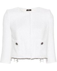 Elisabetta Franchi - Tweed-Jacke mit Logo-Anhänger - Lyst