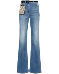 Elisabetta Franchi - Jeans mit Monogramm-Stickerei - Lyst