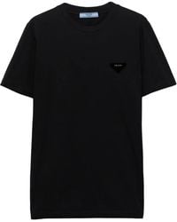 Prada - Logo Velvet T-Shirt - Lyst