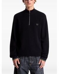 Fred Perry - Waffle-Stitch Half-Zip Sweater - Lyst