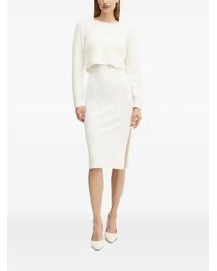Morgan - Split Ribbed Midi Dress - Lyst