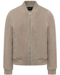 BOSS - Zip Fastening Leather Jacket - Lyst
