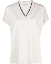 Brunello Cucinelli - T-Shirt With 'Precious' Neckline - Lyst