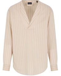 Giorgio Armani - Camisa a rayas con cuello en V - Lyst