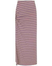 Rabanne - Piercing-Detail Striped Maxi Skirt - Lyst
